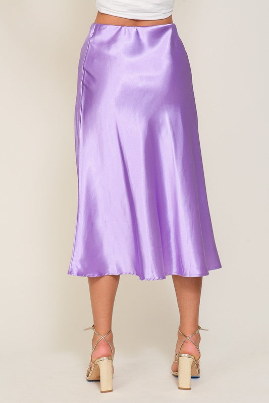 Satin Midi Flare Skirt choice of colors