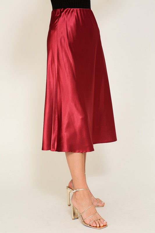 Satin Midi Flare Skirt choice of colors