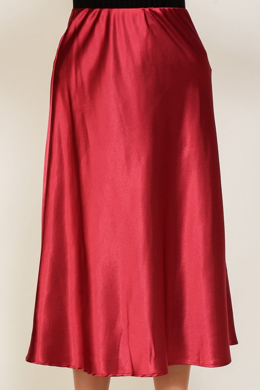 Satin Midi Flare Skirt choice of colors