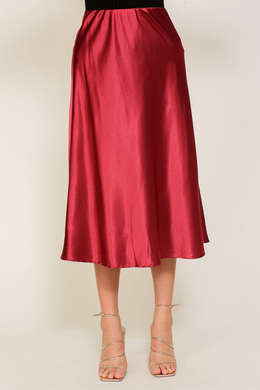 Satin Midi Flare Skirt choice of colors