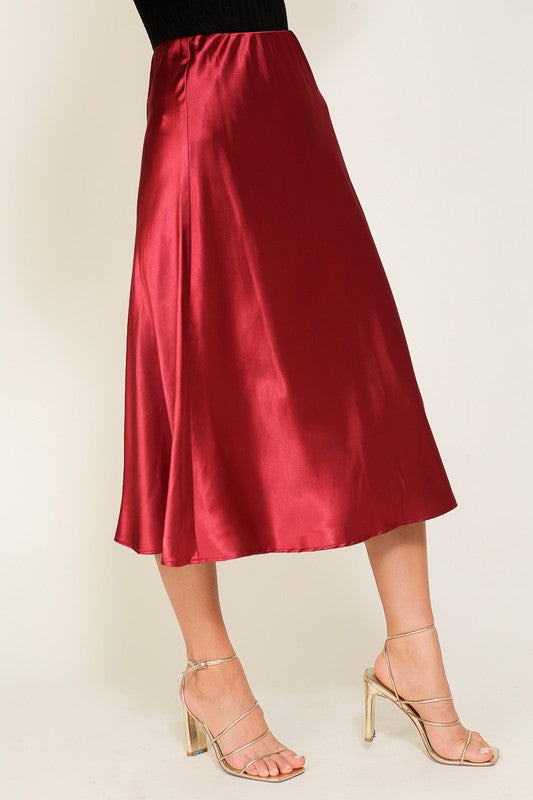 Satin Midi Flare Skirt choice of colors