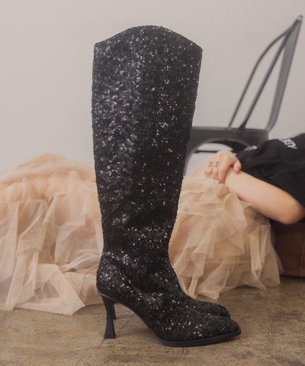 Sequin boots clearance black