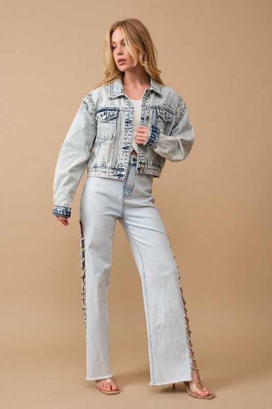 Concert Ready Cotton No Stretch SIDE Panel Rhinestone Jeans in