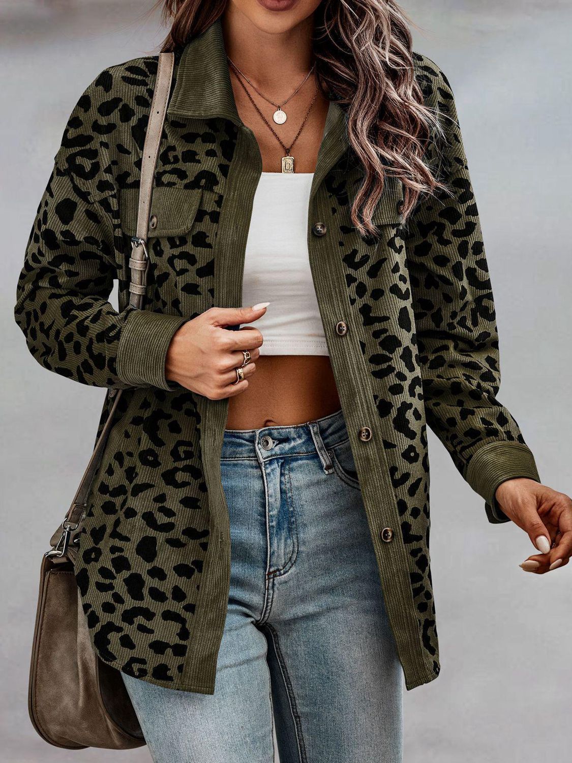 Leopard Buttoned Shacket Shirt Jacket choice of colors