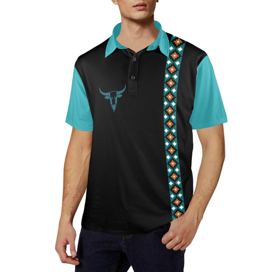 Baha Ranch Longhorn Aztec Cowboy Polo Shirt