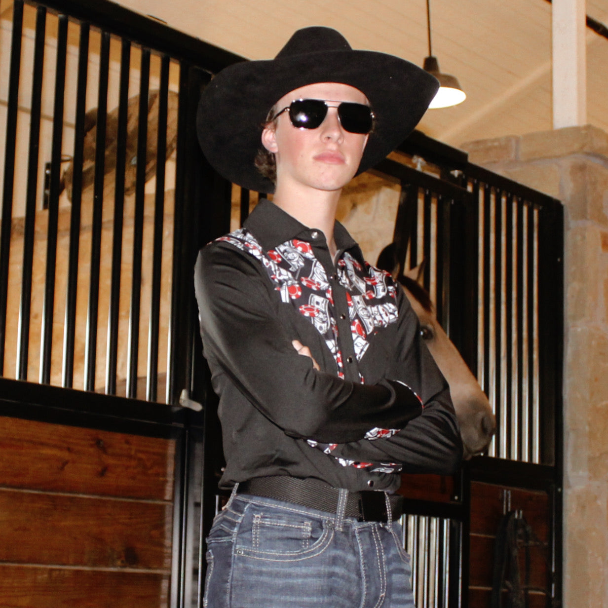 Mens Risky Business Pearl Snap Rodeo Unisex Shirt