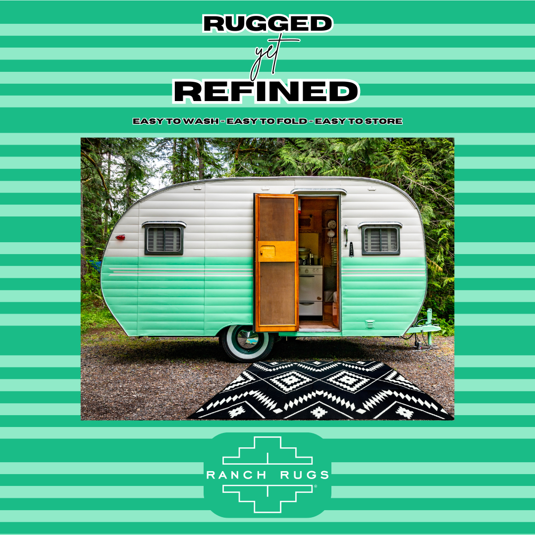 Black + Ivory - 6ft x 9ft - RANCH RUGS  -THE DAVIS -Aztec Southwestern Floor Covering