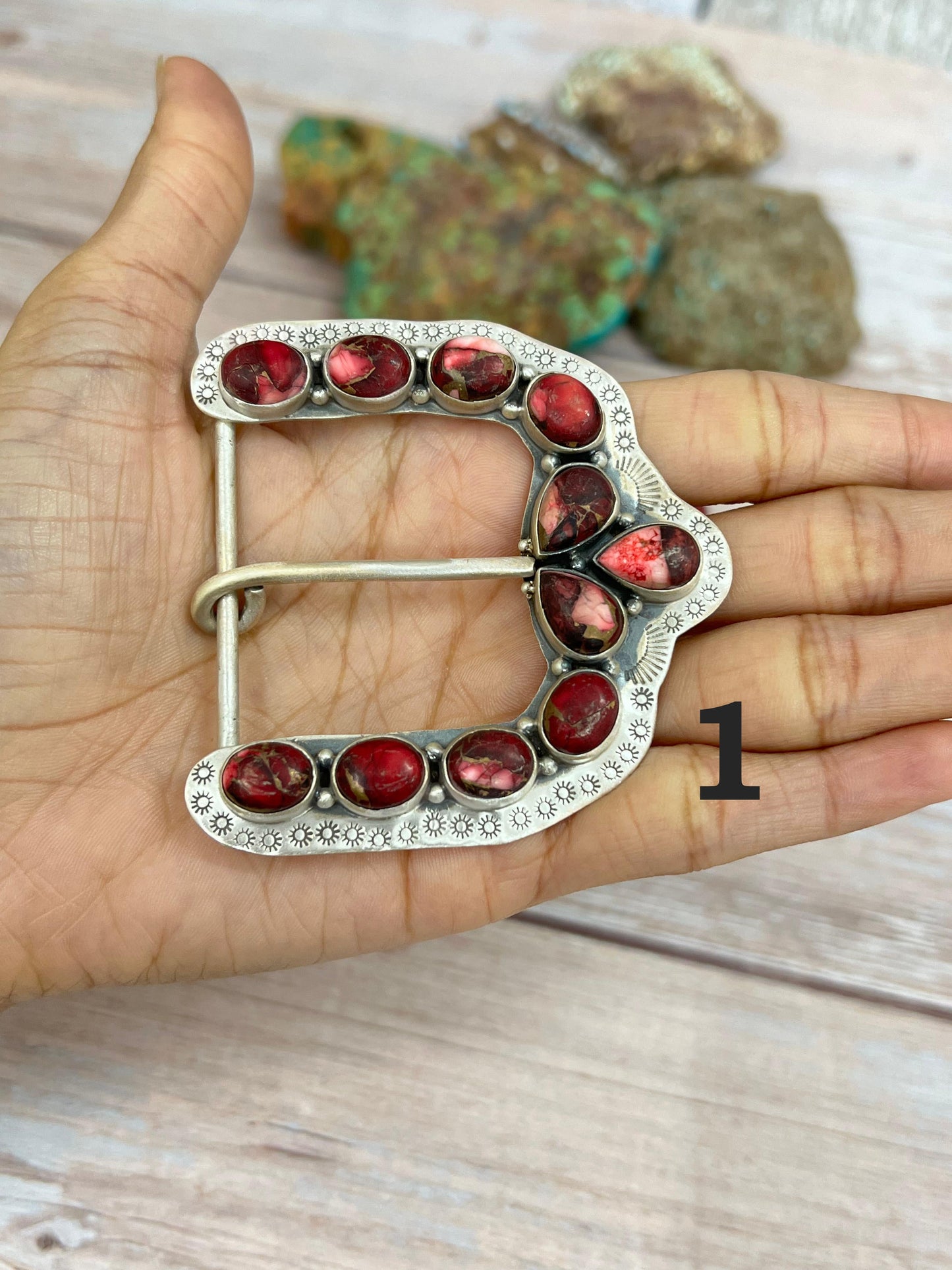 Handmade Sterling Silver Multi Stone Buckle with Signed Nizhoni