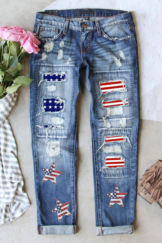 US Flag Straight Jeans
