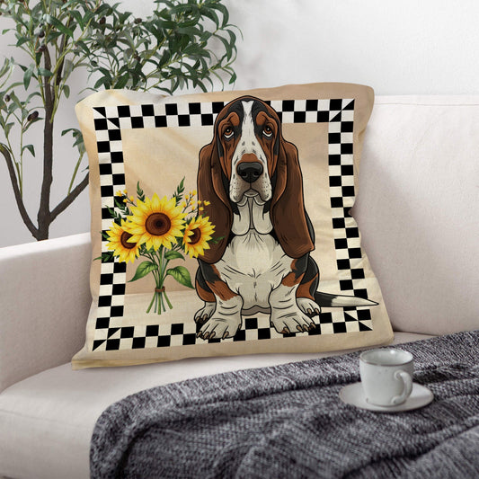 Basset Hound Throw Pillow Case Made in America