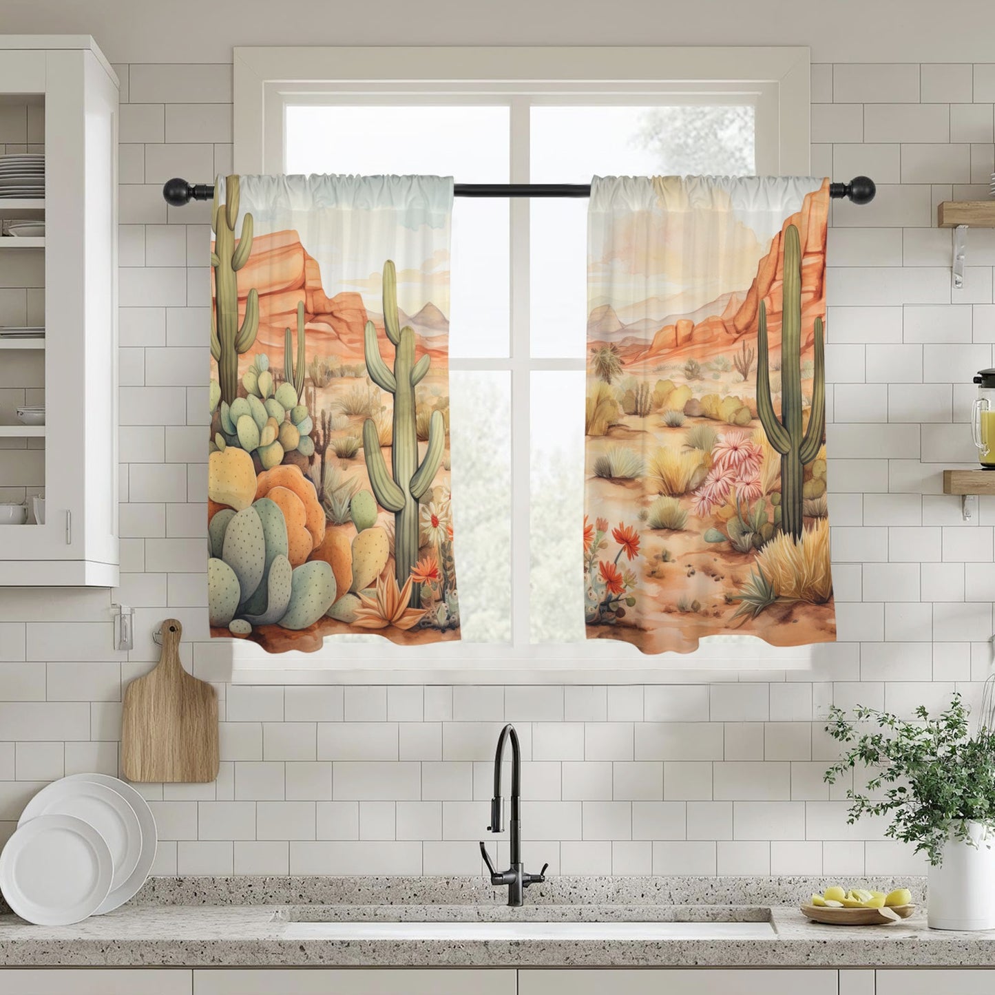 Watercolor Desert Curtains 28"x40" (2-Piece) Made in America