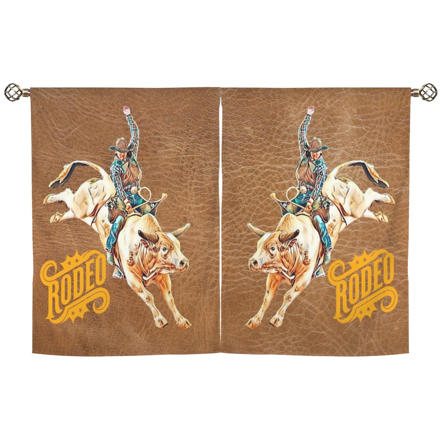 Rodeo Bullrider Window Curtains 28"x40" (2-Piece) Made in America