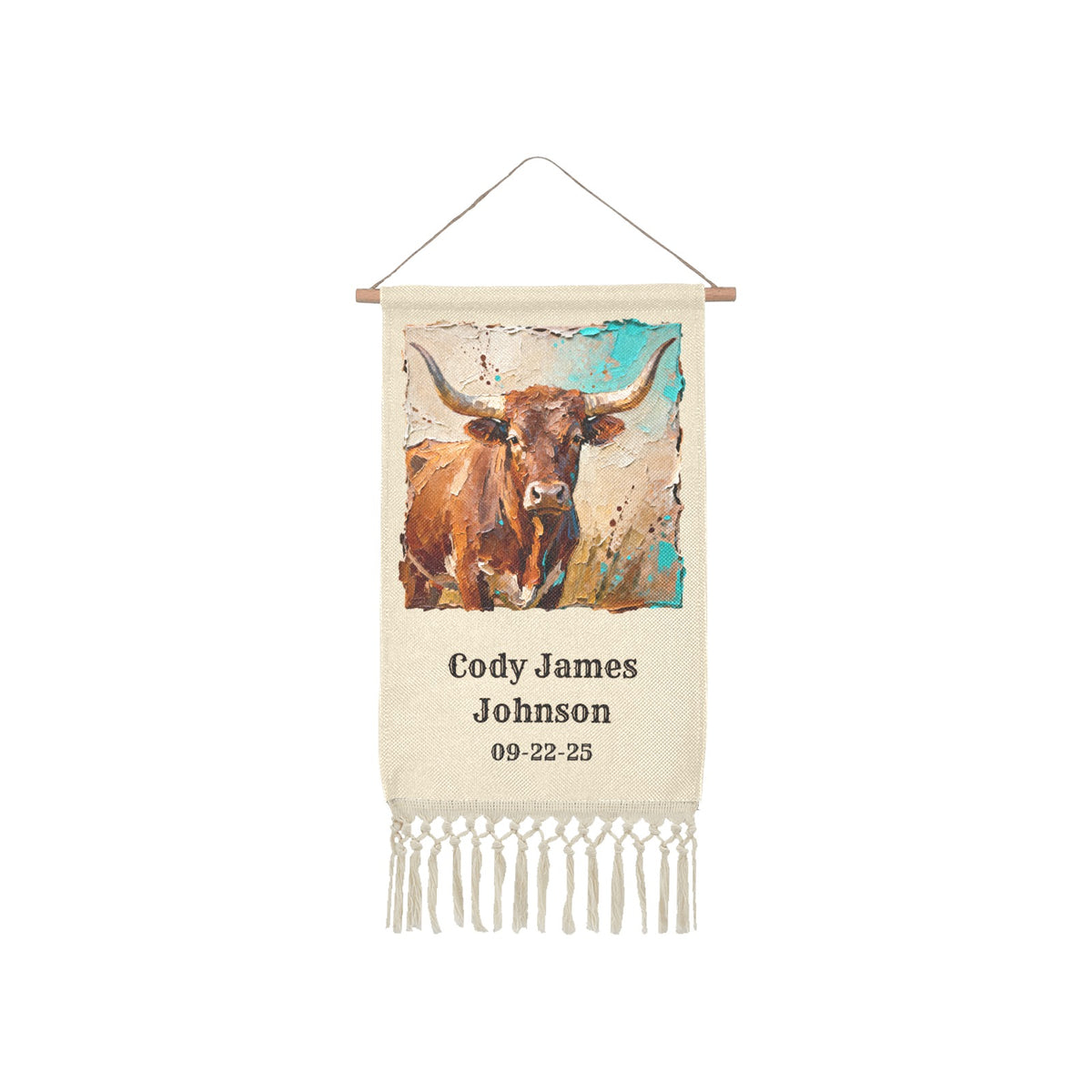 Baha Ranch Longhorn Nursery Cowboy Customized Wall Hanging Made in America