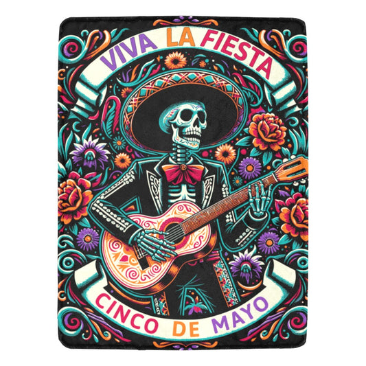 Cinco De Mayo Dia de los Muertes Throw Blanket Ultra-Soft Micro Fleece Blanket 60" x 80" Made in America