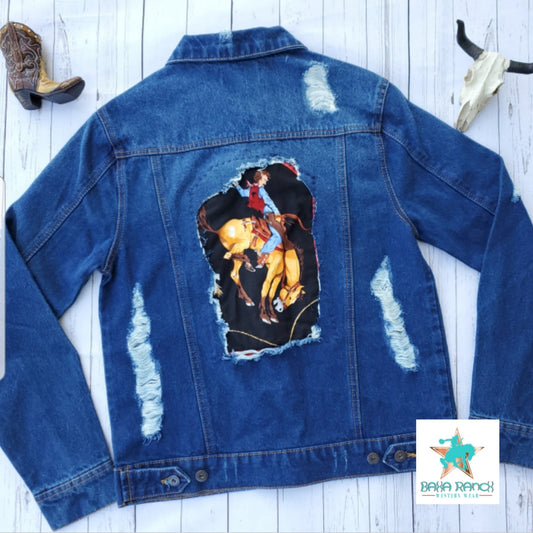 Ride, Cowboy Ride! Custom Denim Jackets - #wholesaleclo, cowboy, denim, graphic, jacket, jean, rodeo, western -  - Baha Ranch Western Wear