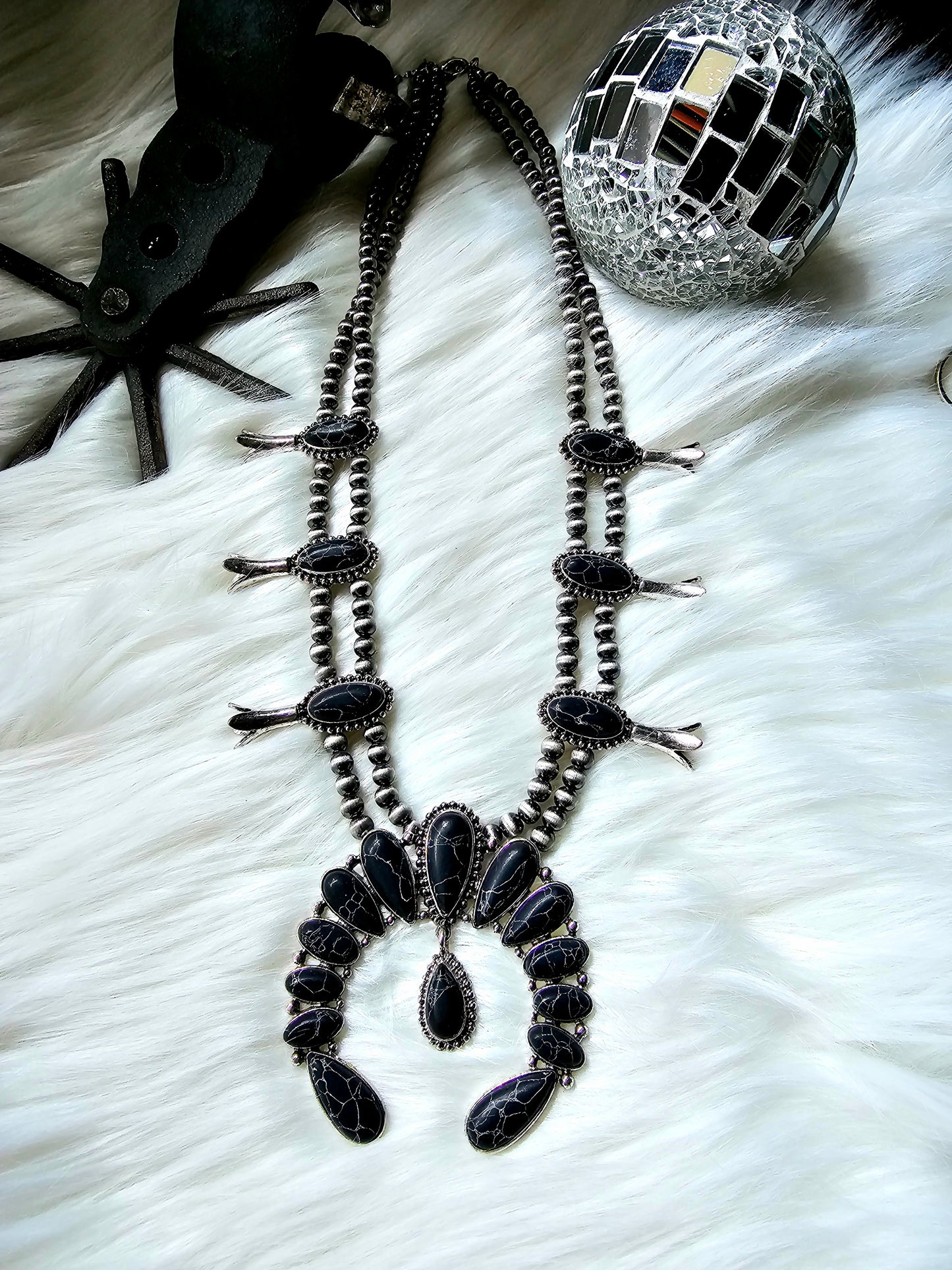 Black Squash Blossom Necklace