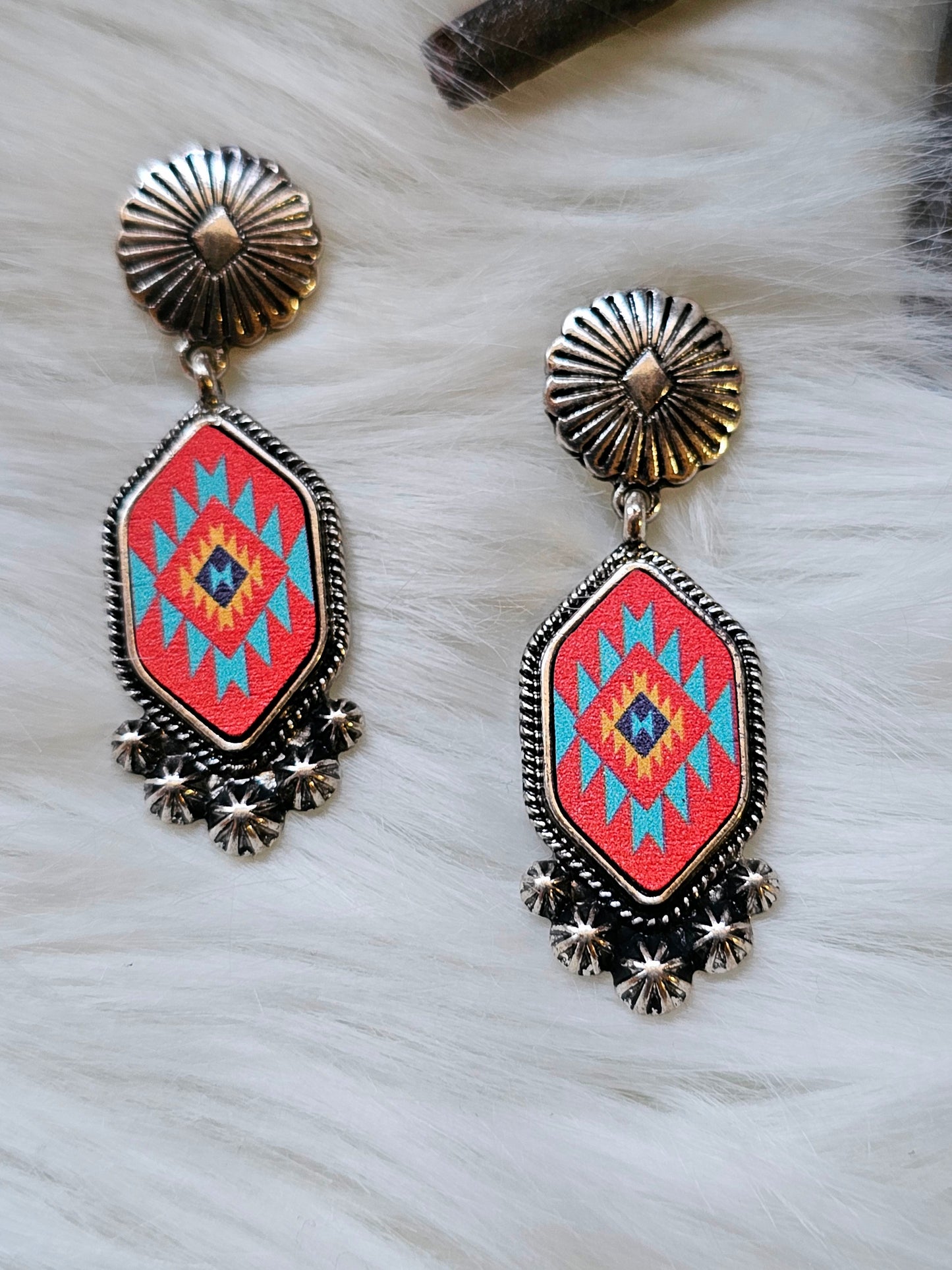 Southwestern Aztec Concho Earrings