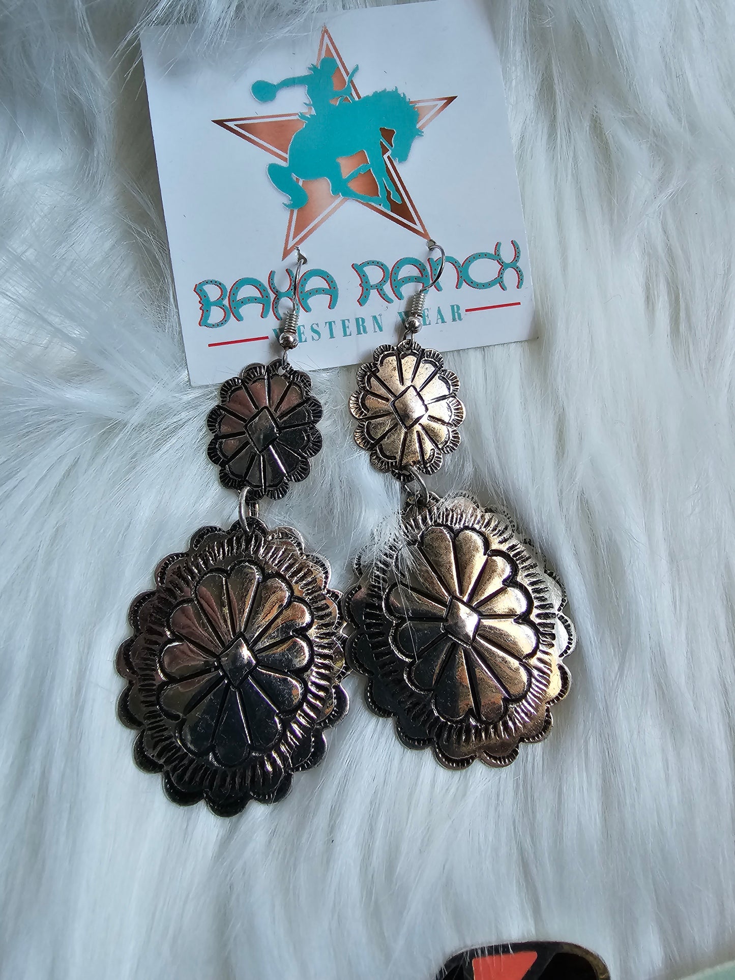 Stamped Double Concho Earrings