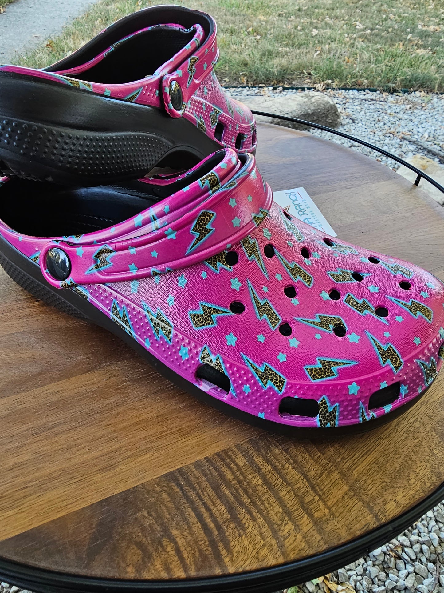 Hot Pink Lightning Bolt Clog Shoes