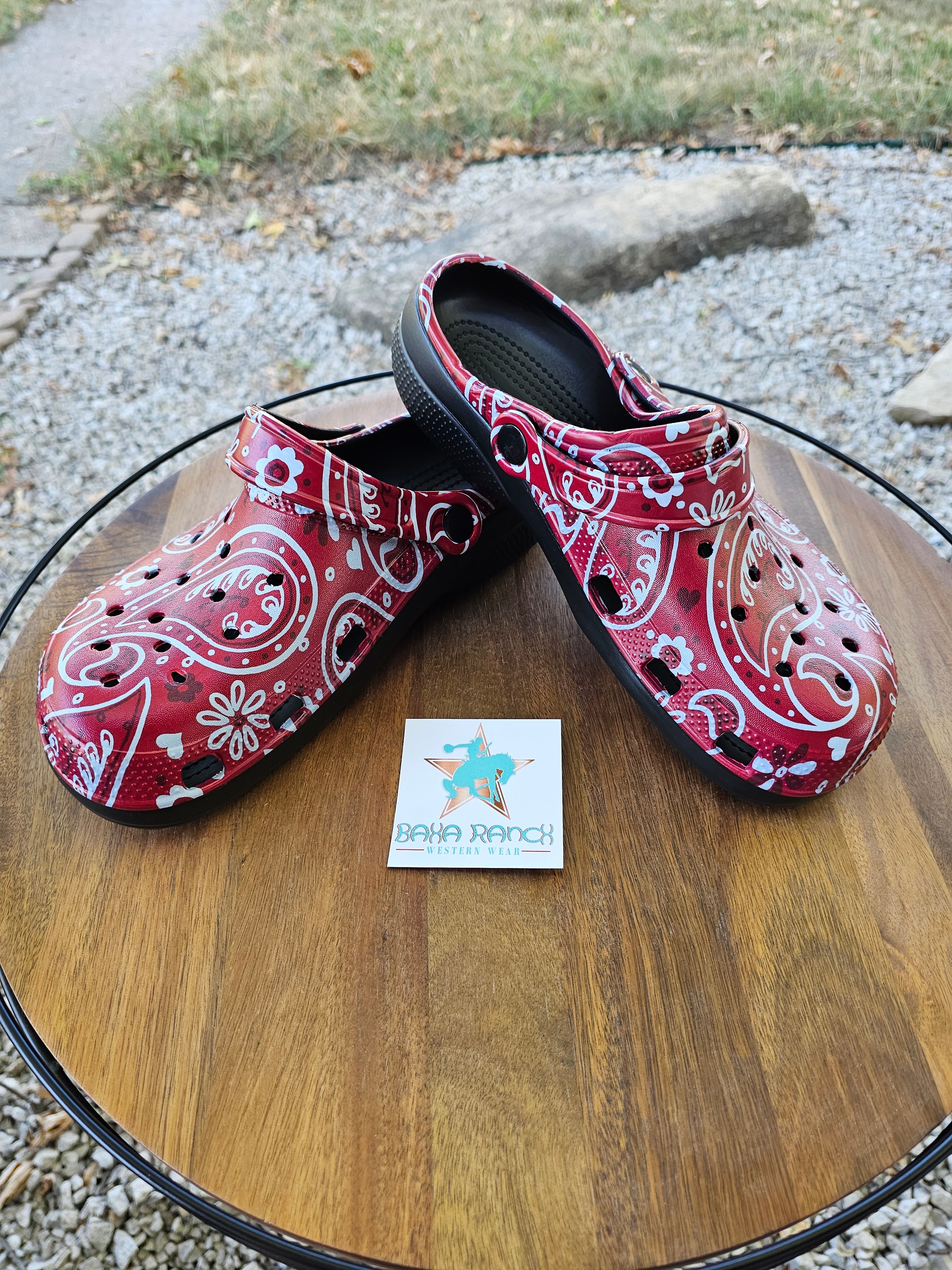 Red 2025 bandana crocs