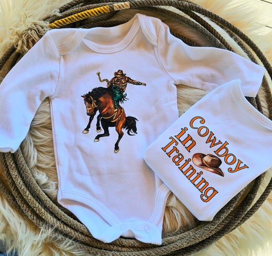 Bronc Rider Cowboy In Training Long Sleeve Bodysuit