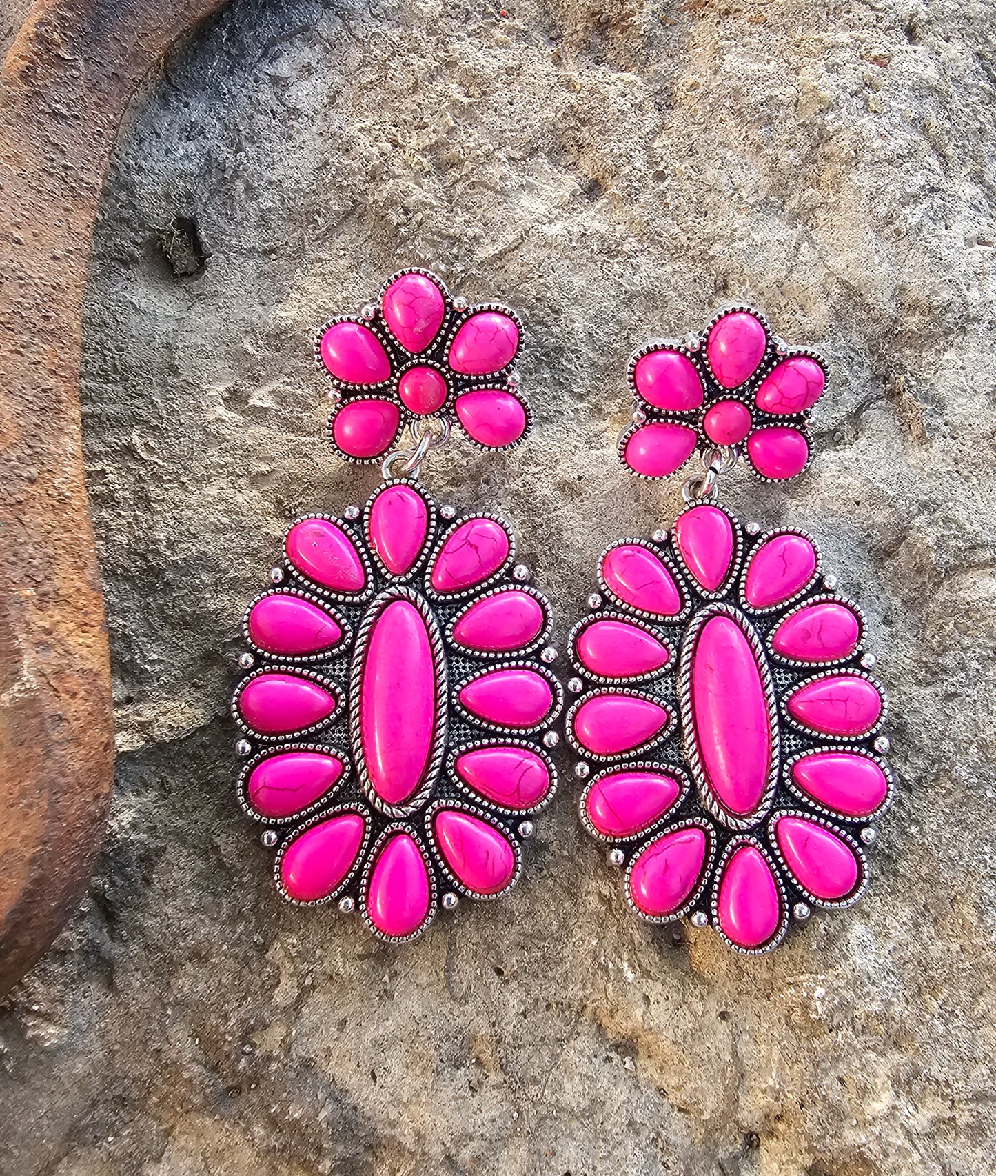 Hot Pink Concho Earrings