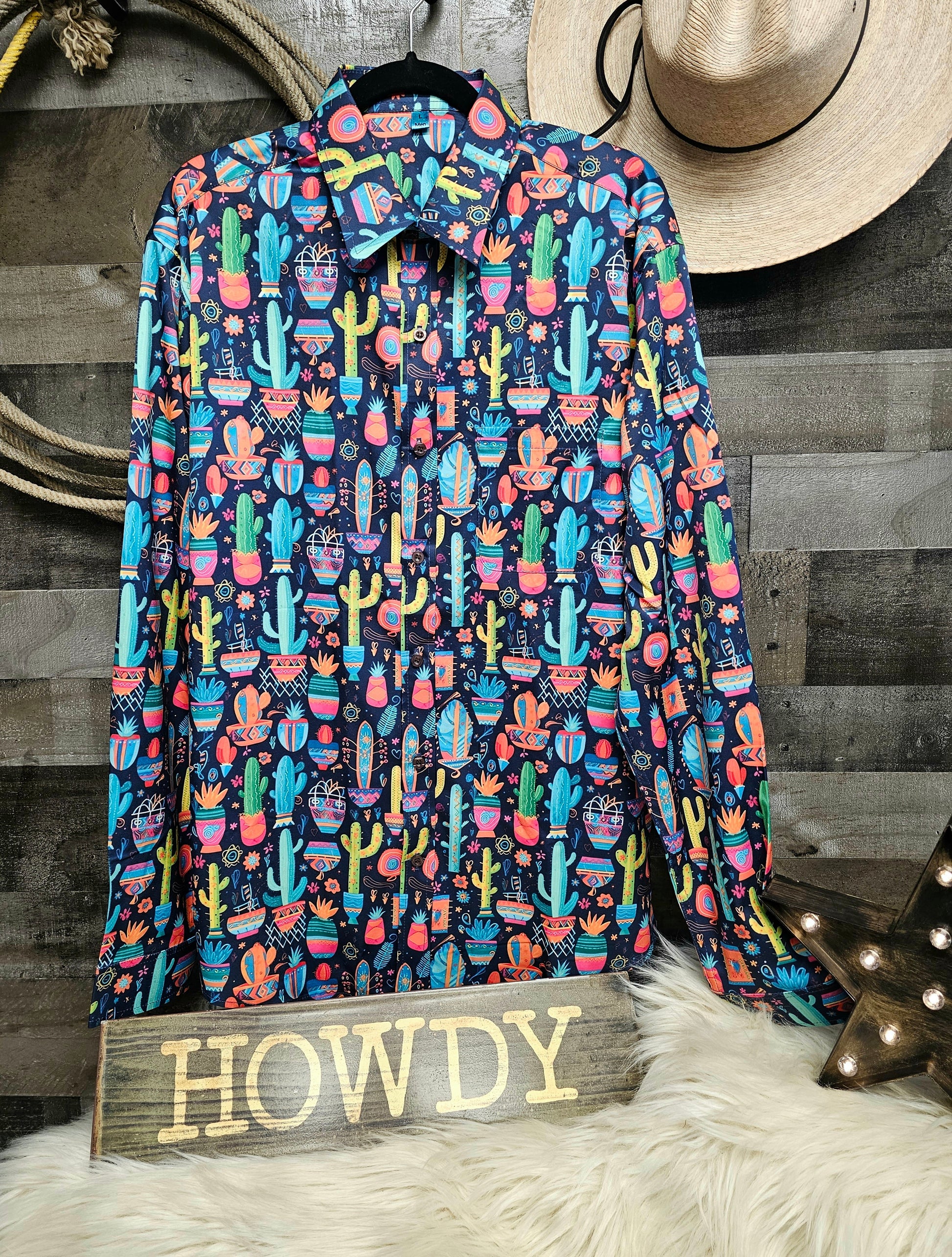 cactus dress shirt Scully Leather White Cactus Print Shirt XXL