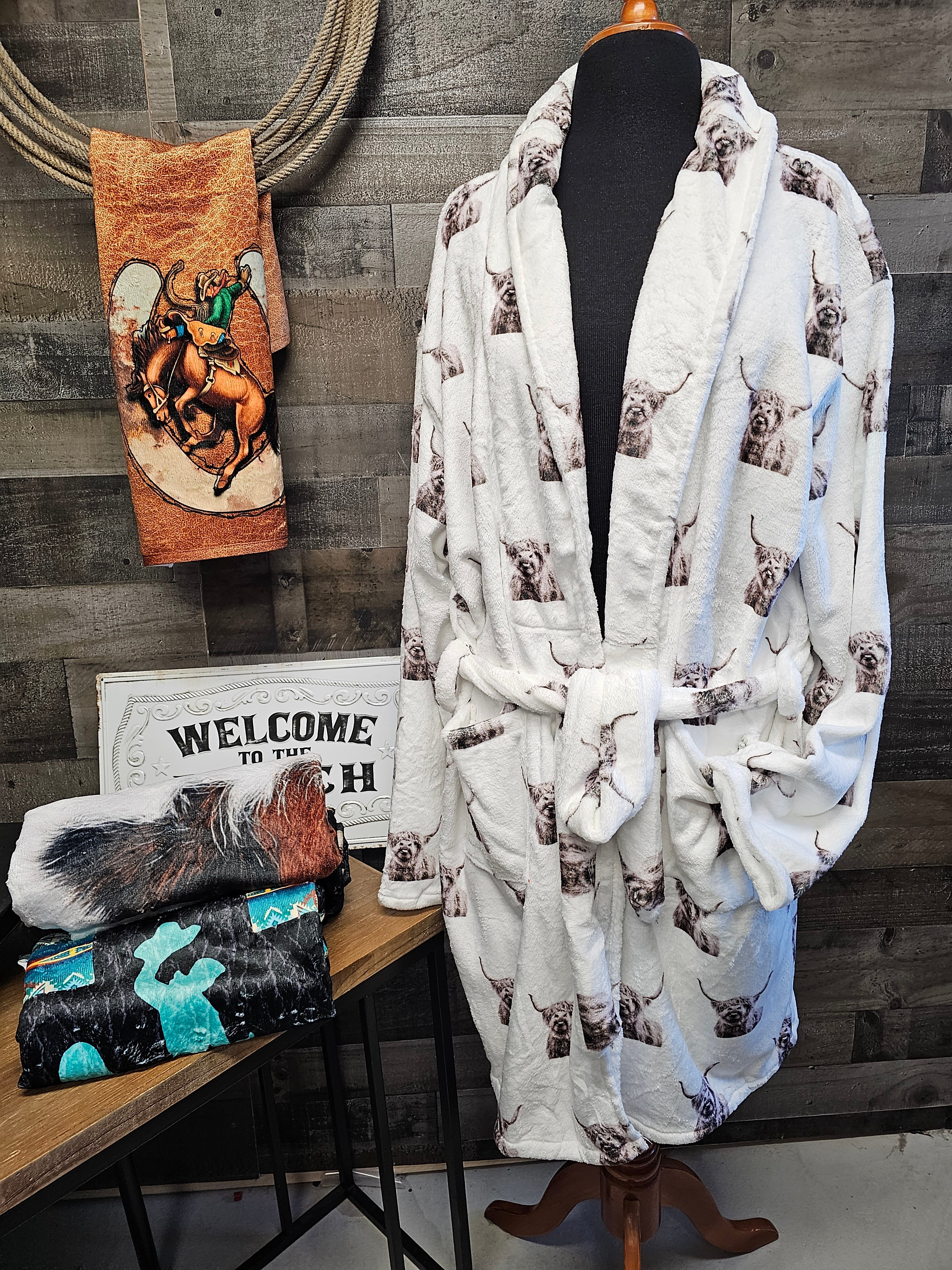 Cow print dressing gown hotsell