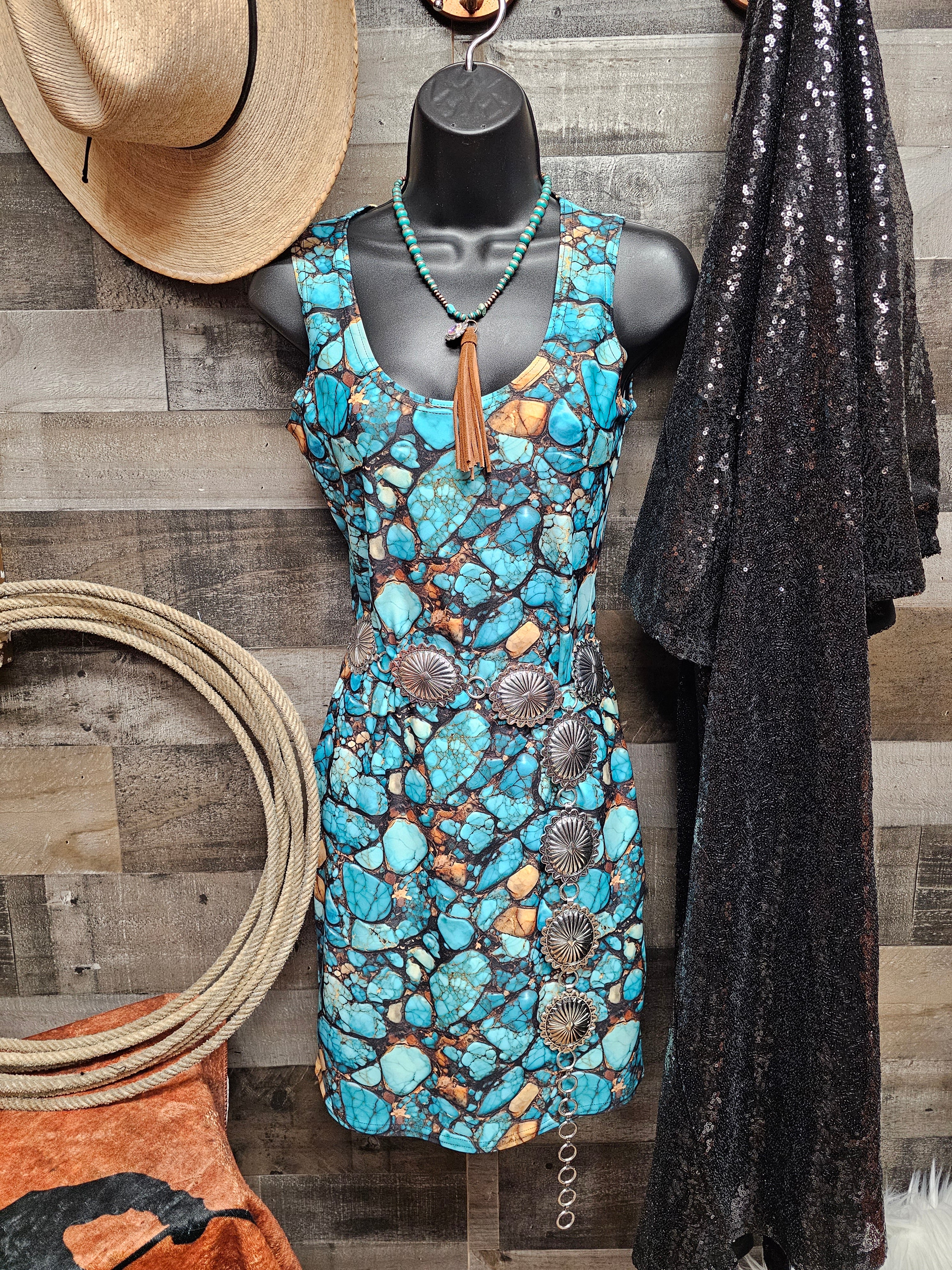 Turquoise 2024 sleeveless dress