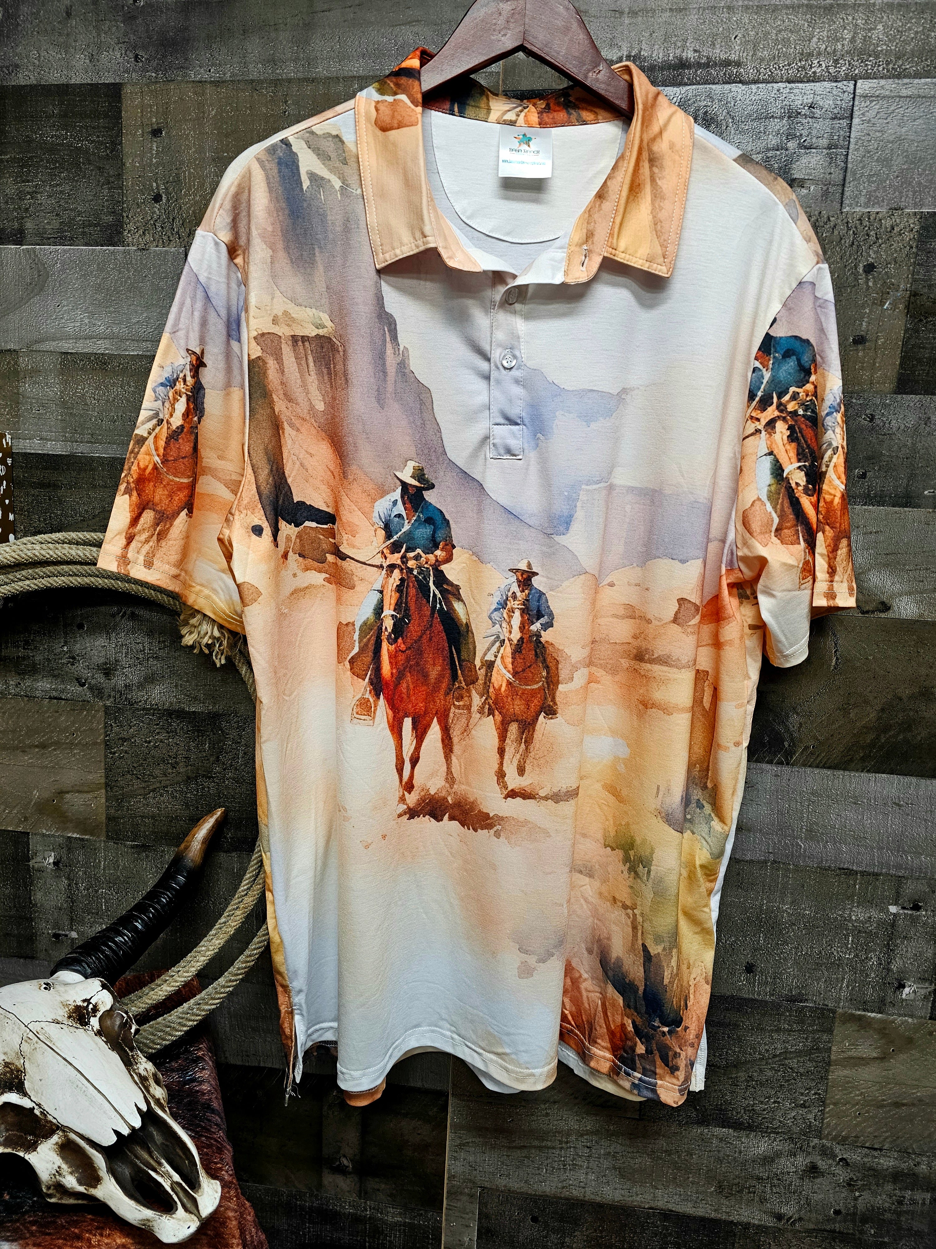 InterestPrint Cowboy Legacy Men s Western Polo Shirt L