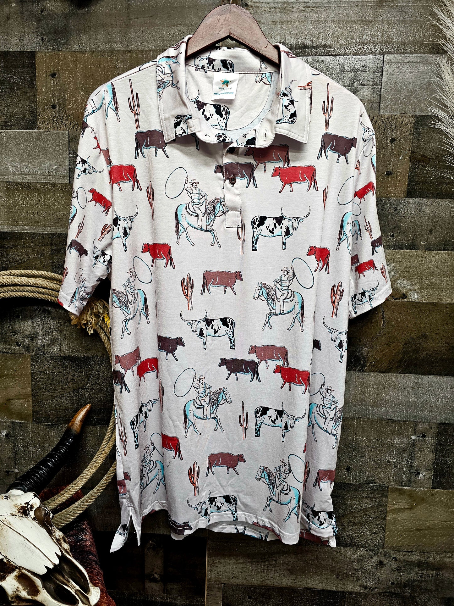 Cattle Drive Men's Western Polo Shirt