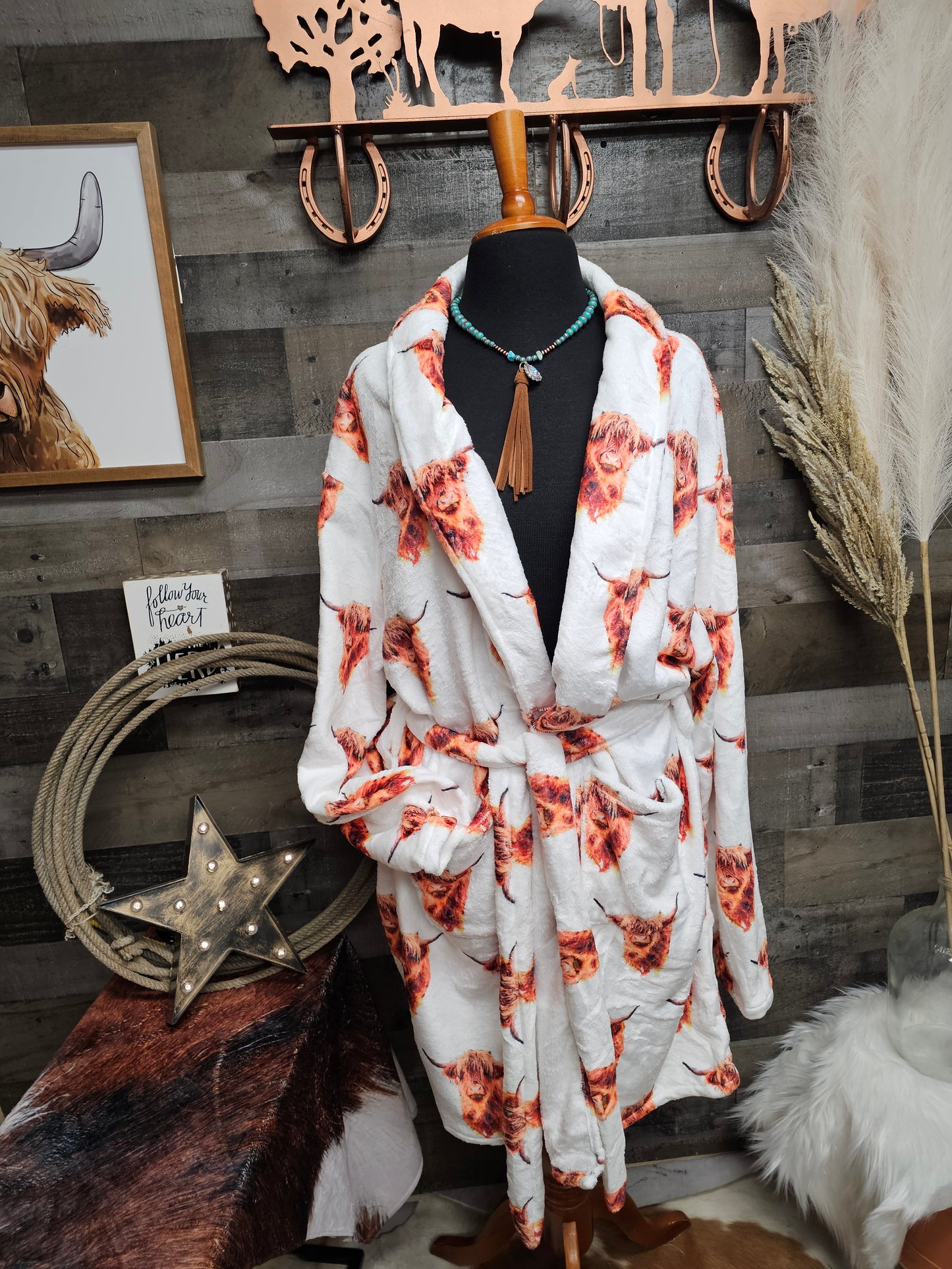 Highland Cow Women's Western Bath Robe