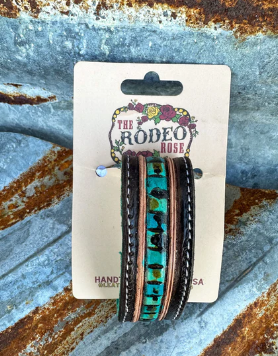 Beaded Turquoise Tooled Cuff