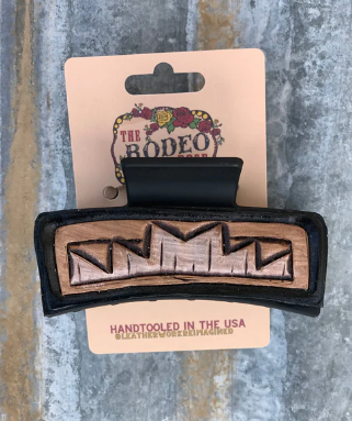 Handtooled Leather Hair Clip Southwest