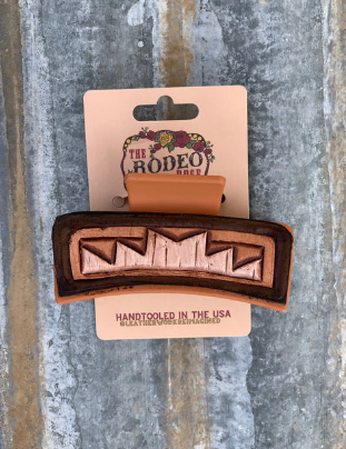 Handtooled Leather Hair Clip Southwest