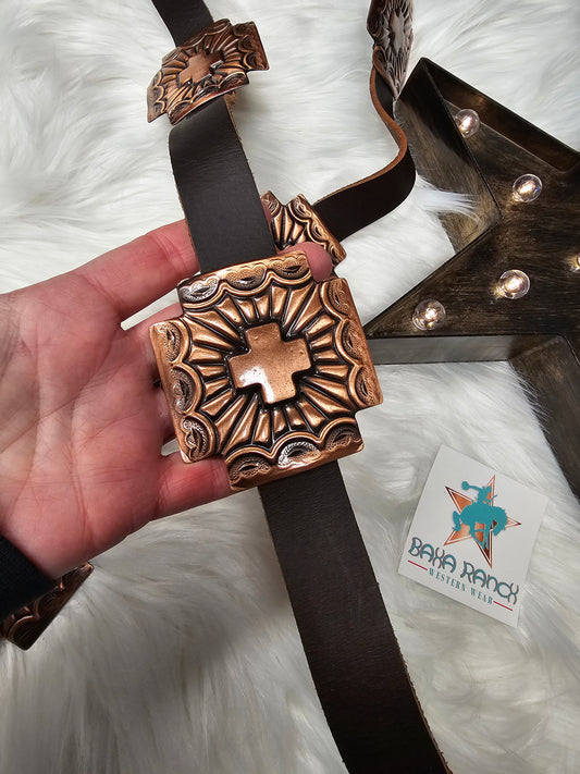 Sacremento Copper tone Cross Concho Belt CLEARANCE