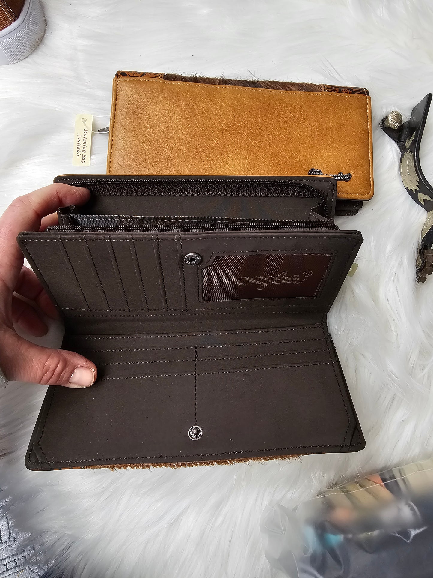 Wrangler hair on hide wallet