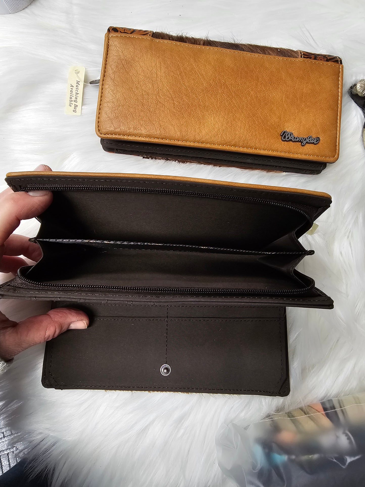 Wrangler hair on hide wallet