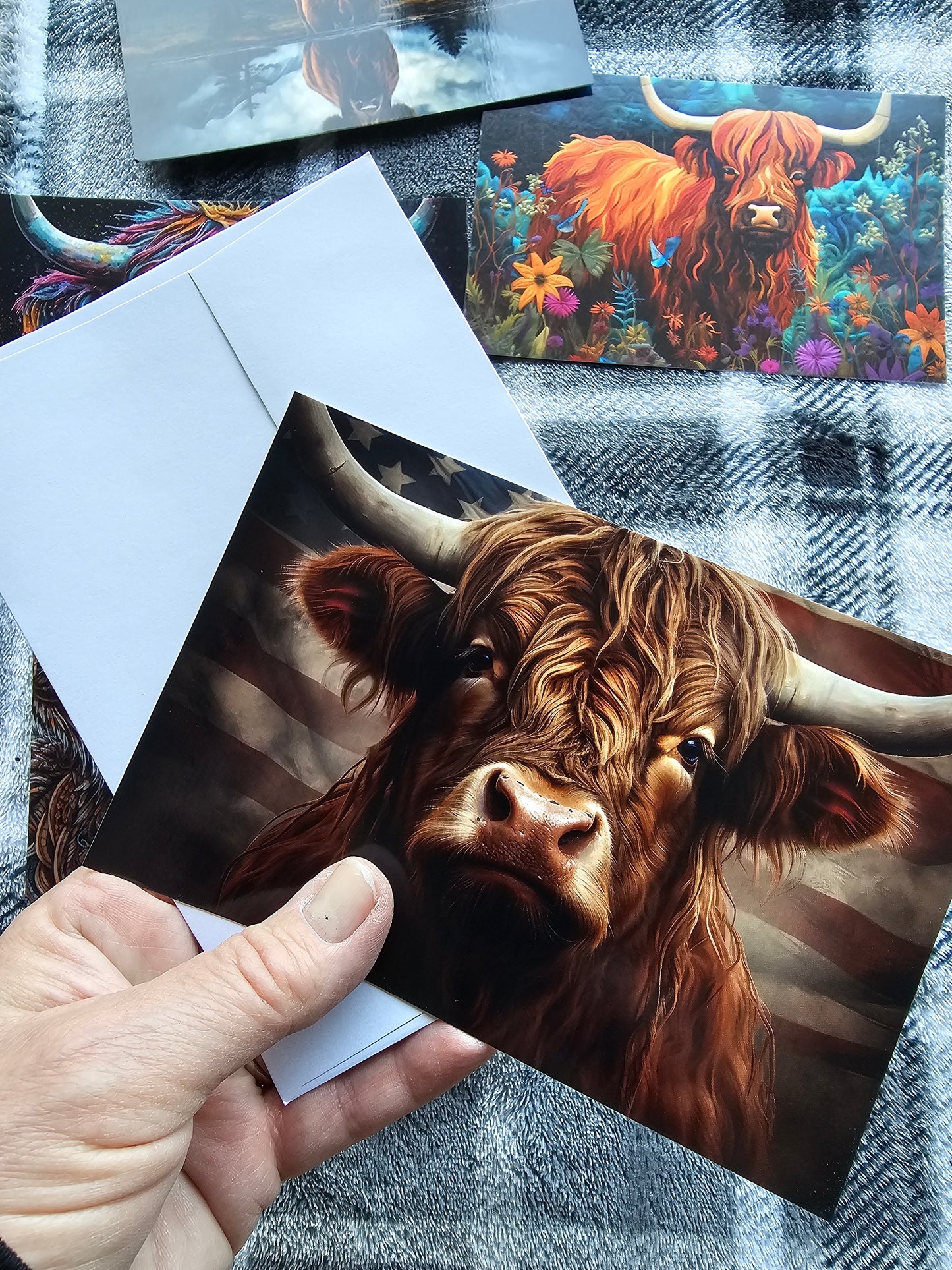 Set of 5 Highland Cow Post Cards with Envelopes