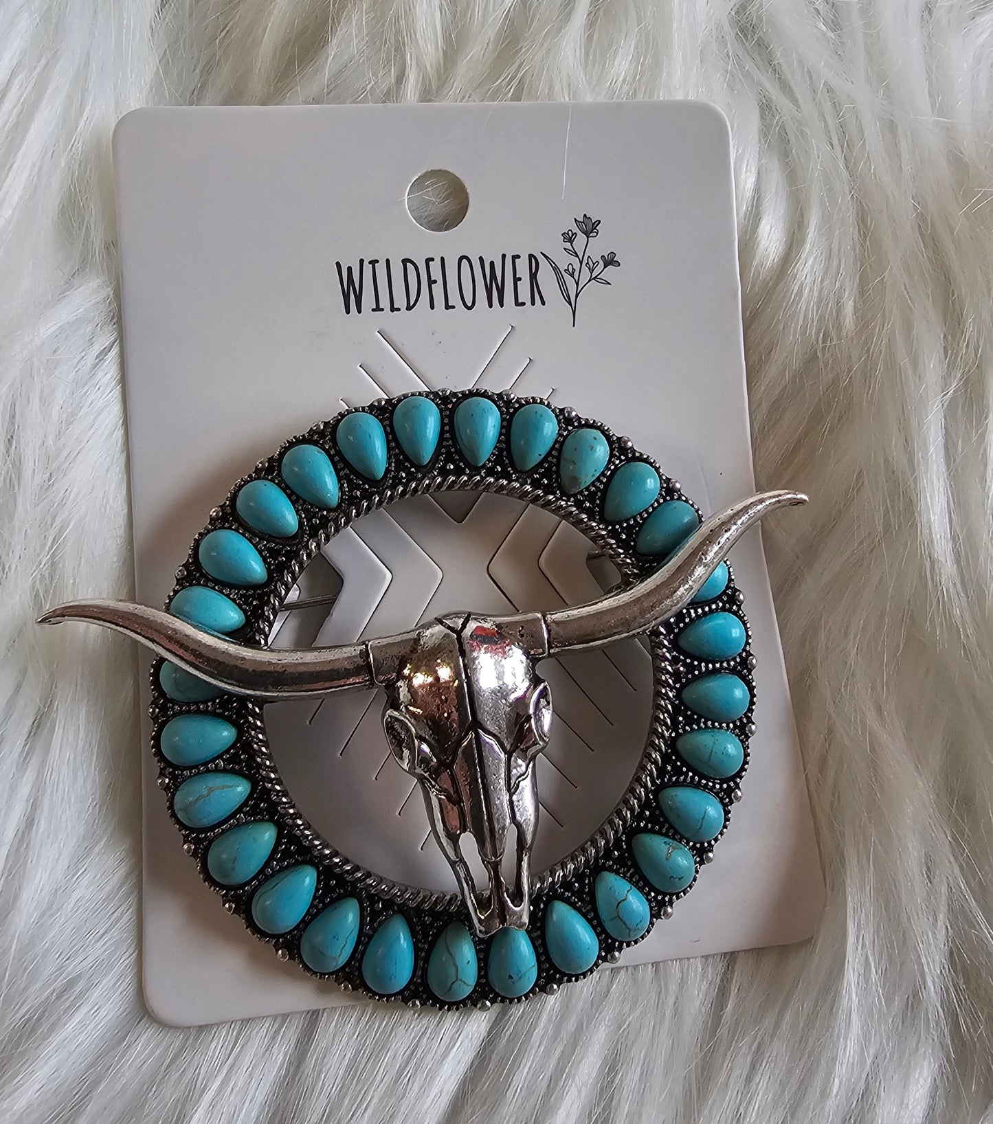 Turquoise Longhorn Hat Pin Brooch