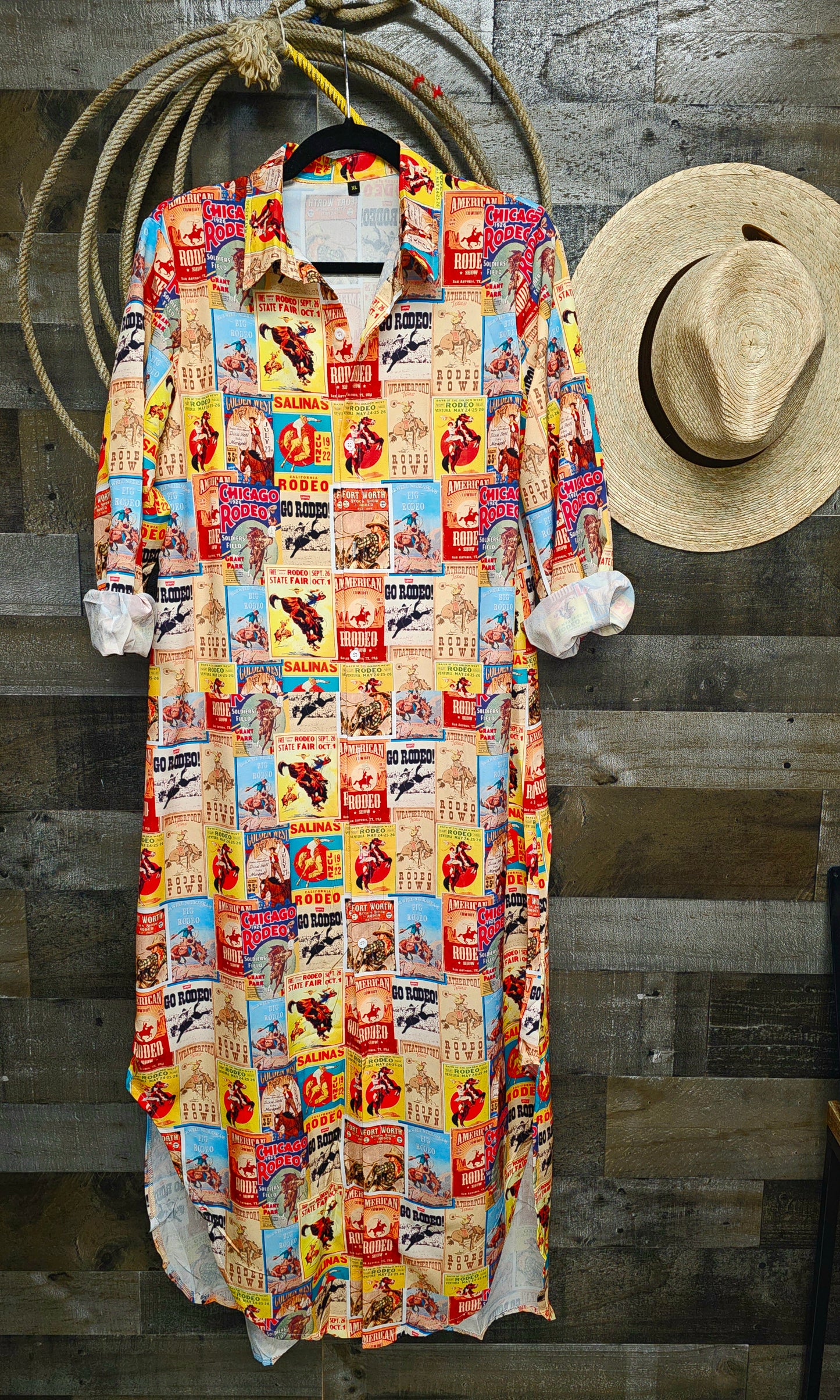 Vintage Rodeo Poster Western Duster Dress