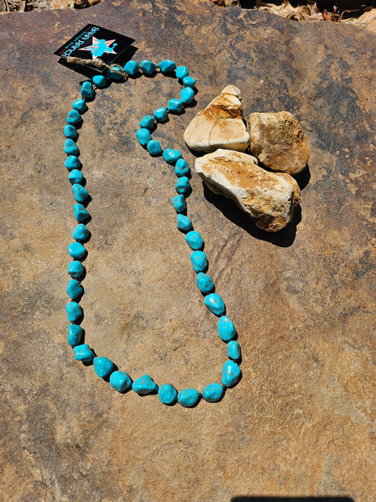 Faux Turquoise Nugget Necklace