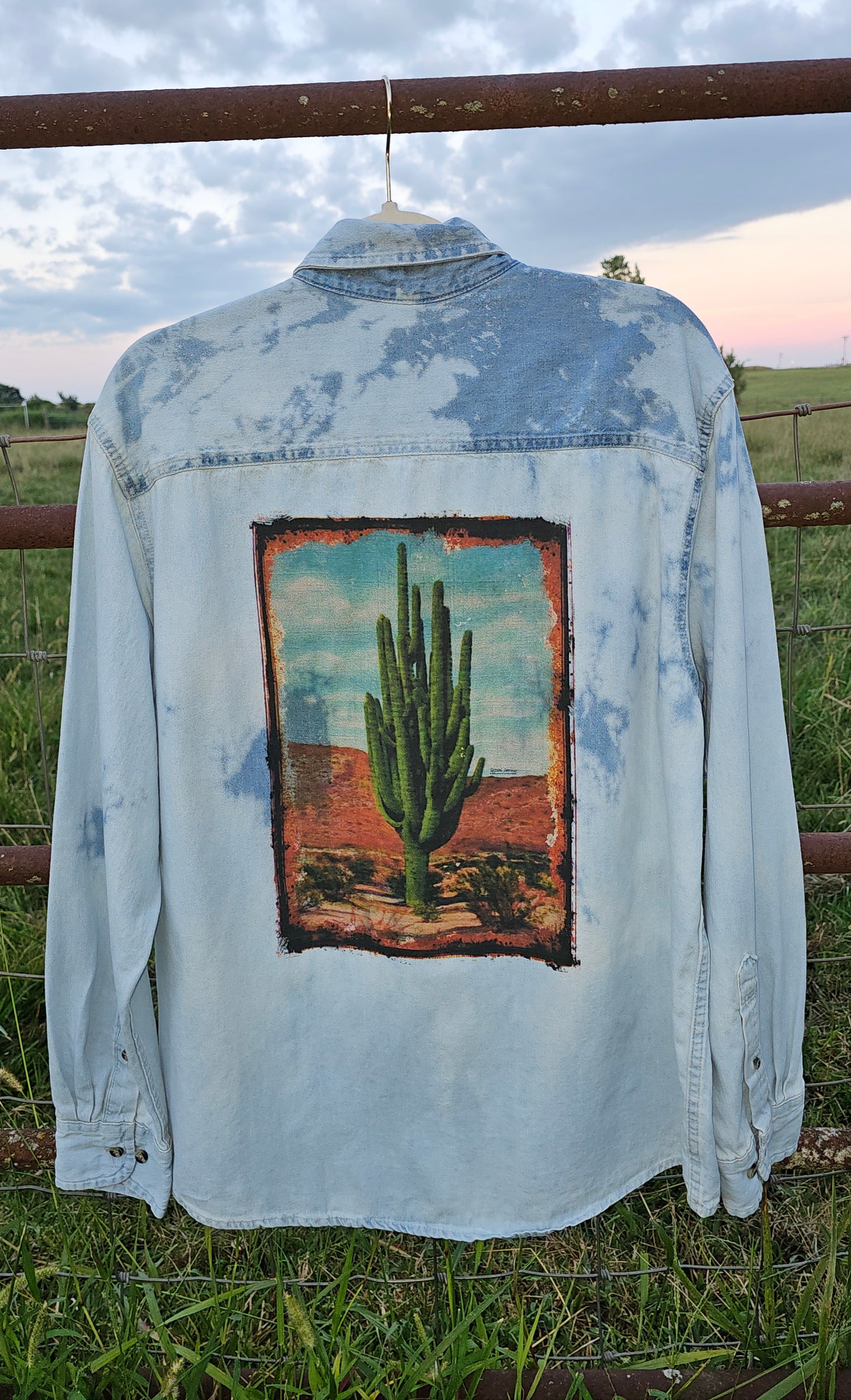 Reno Desert Cactus Bleached Denim Shirt