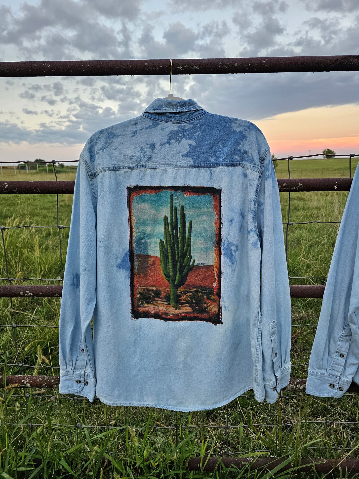 Reno Desert Cactus Bleached Denim Shirt