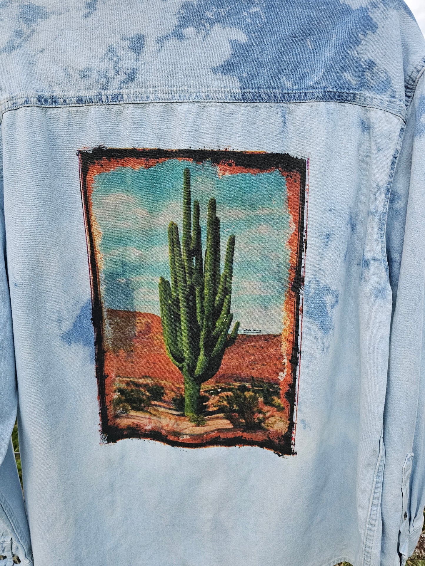 Reno Desert Cactus Bleached Denim Shirt