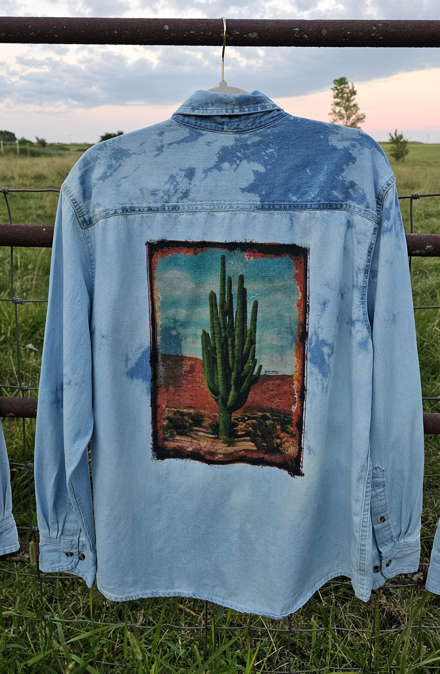 Reno Desert Cactus Bleached Denim Shirt