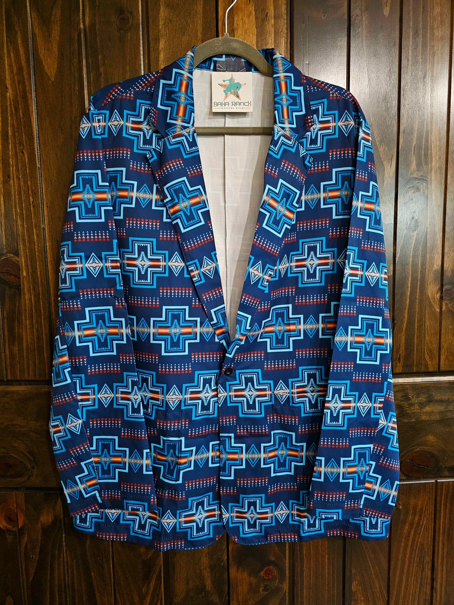 Navy Aztec Men's Western Blazer