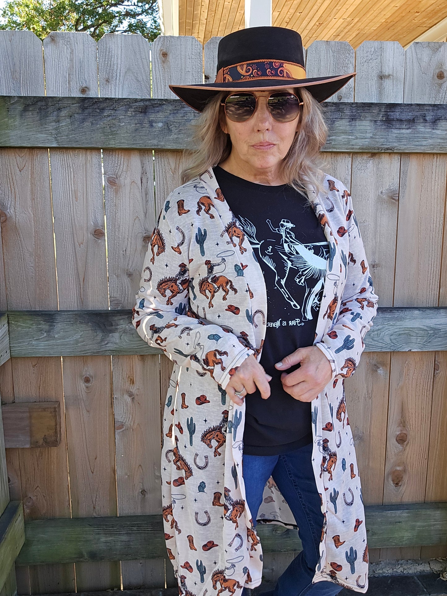 Rodeo Cowboy Print Cardigan