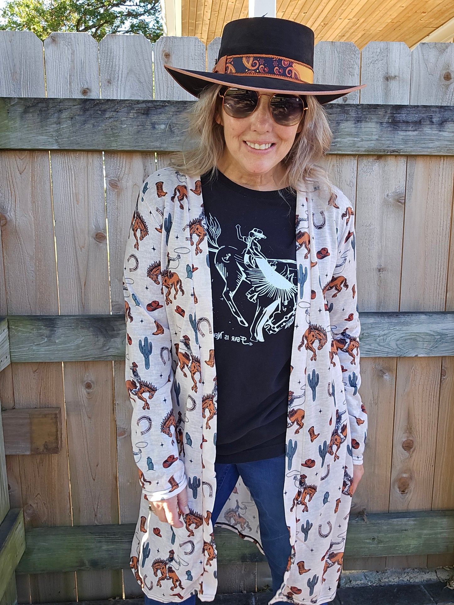 Rodeo Cowboy Print Cardigan