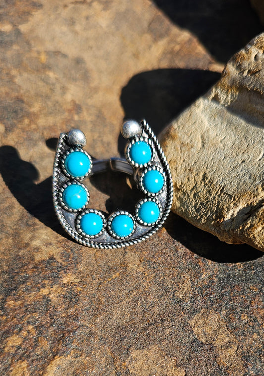 Faux Turquoise Horseshoe Ring